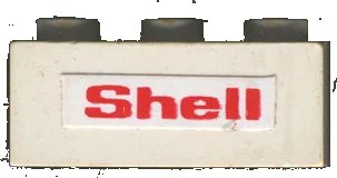 LEGO onderdeel Brick 1 x 3 with Red 'Shell' Text on White Background Pattern on both sides (Stickers) - Set 6378 (3622pb014)