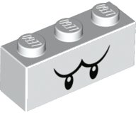 LEGO part Brick 1 x 3 with Black Eyes and Eyebrows Pattern (Super Mario Boo Upper Face) 3622pb123