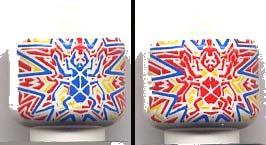 LEGO part Minifigure, Head without Face with Alpha Team Arctic Red, Blue, Yellow Ogel Orb Pattern (3626pb0091)