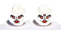 LEGO part Minifigure, Head Dual Sided Alien Black Eyebrows, Open Mouth and Two Red Eyes / Three Red Eyes Pattern 3626pb0374