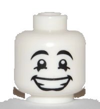 LEGO part Minifigure, Head Mime Happy Face, Black Eyes with White Pupils Pattern 3626pb0453