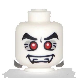 LEGO onderdeel Minifigure, Head Alien Vampire with Fangs, Red Eyes with White Pupils, and Black Eyebrows Pattern (3626pb0459)