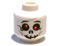 LEGO onderdeel Minifigure, Head Skull Black Eyebrows and Cracks, Red Eyes, Light Bluish Gray Cheek Lines, Grin Pattern 3626pb0527