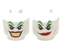 LEGO onderdeel Minifigure, Head Dual Sided Green Eyebrows, Light Bluish Gray Eye Shadow and Cheek Lines, Red Lips, Bright Light Yellow Teeth, Open Mouth Smile / Smirk Pattern (The Joker) 3626pb0638