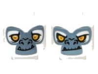 LEGO onderdeel Minifigure, Head Dual Sided Alien Chima Gorilla with Yellow Eyes, Fangs and Gray and White Face, Happy / Angry Pattern (Grizzam) 3626pb0974