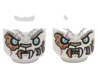LEGO part Minifigure, Head Dual Sided Alien Chima Tiger with Copper Fang and Eye Patch, Bright Light Blue Eyes, Neutral / Angry Pattern (Sir Fangar) (3626pb1139)