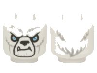 LEGO part Minifigure, Head Alien Chima Bear with Black Nose, Bright Light Blue Eyes, Light Bluish Gray Fur, and Lower Fangs Pattern 3626pb1256