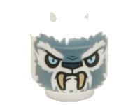 LEGO onderdeel Minifigure, Head Alien Chima Tiger with Bright Light Blue Eyes, Dark Blue Nose, Sand Blue Fur, and Tan Fangs Pattern 3626pb1293