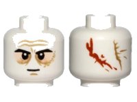 LEGO part Minifigure, Head Light Nougat Sunken Eyes, Wrinkles, Scar, 2 Large Scars on Back Pattern (SW Darth Vader) 3626pb1396