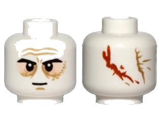 LEGO onderdeel Minifigure, Head Light Nougat Sunken Eyes, Wrinkles, Scar, 2 Large Scars on Back Pattern (SW Darth Vader) (3626pb1396)