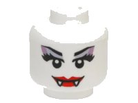 LEGO part Minifigure, Head Alien Female Vampire with Red Lips, Fangs, and Lavender and Medium Lavender Eye Shadow Pattern 3626pb1404