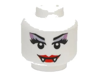 LEGO onderdeel Minifigure, Head Alien Female Vampire with Red Lips, Fangs, and Lavender and Medium Lavender Eye Shadow Pattern (3626pb1404)