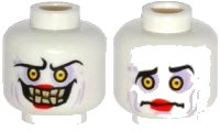 LEGO onderdeel Minifigure, Head Dual Sided Alien with Sunken Yellow Eyes, Red Lips, Evil Smile with Teeth / Confused Pattern 3626pb1546