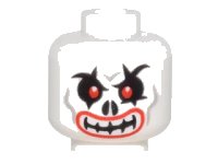 LEGO part Minifigure, Head Skull Evil with Red Eyes, Curved Eyebrows and Red Lips Pattern 3626pb1678