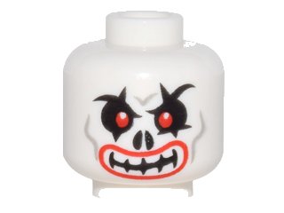 LEGO onderdeel Minifigure, Head Skull Evil with Red Eyes, Curved Eyebrows and Red Lips Pattern (3626pb1678)