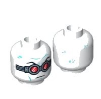 LEGO onderdeel Minifigure, Head Goggles Silver with Red Lenses, Medium Azure Wrinkles Pattern (Mr. Freeze) 3626pb1751