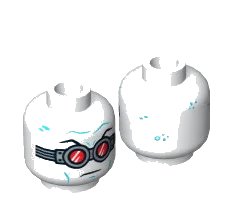 LEGO onderdeel Minifigure, Head Goggles Silver with Red Lenses, Medium Azure Wrinkles Pattern (Mr. Freeze) (3626pb1751)