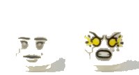 LEGO onderdeel Minifigure, Head Dual Sided Alien with Light Bluish Gray Crack in Right Cheek, Neutral / Angry with Yellow Electricity in Eyes Pattern 3626pb1935