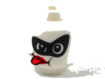 LEGO onderdeel Minifigure, Head Alien Female with Black Domino Mask, Red Tongue Sticking Out Pattern (3626pb2093)