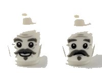 LEGO part Minifigure, Head Dual Sided Dark Bluish Gray Eyebrows, Handlebar Moustache and Chin Puff, Smiling / Worried Expression Pattern 3626pb2162