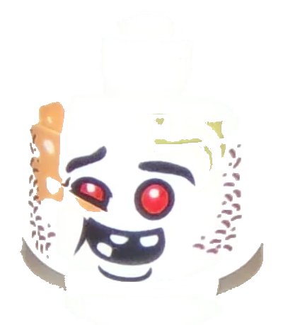 LEGO onderdeel Minifigure, Head Alien Ninjago Red Eyes, Dark Red Rash, Missing Teeth, Goofy Expression Pattern (3626pb2207)