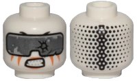 LEGO part Minifigure, Head Alien Ninjago with Silver Goggles, Orange Stripes, Gritted Teeth Pattern - Hollow Stud 3626pb2222