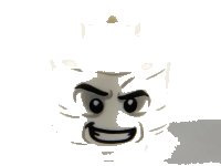 LEGO onderdeel Minifigure, Head Black Eyebrows, Light Bluish Gray Wrinkles and Eye Shadow, Lopsided Grin Pattern - Hollow Stud 3626pb2506