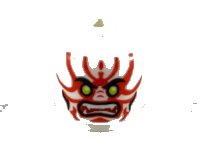 LEGO part Minifigure, Head Alien with Lime Eyes, White Fangs, Red Simpler Face Decorations and Black Mouth and Cheek Lines Pattern - Hollow Stud 3626pb2560