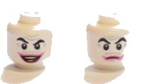 LEGO part Minifigure, Head Dual Sided Black Eyebrows, Light Bluish Gray Wrinkles and Moustache, Dark Pink Lips, Open Mouth Smile with Teeth / Closed Mouth Pattern (The Joker) - Hollow Stud 3626pb2797