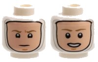 LEGO onderdeel Minifigure, Head Dual Sided Balaclava, Light Nougat Face, Dark Tan Eyebrows, Neutral / Open Mouth Pattern - Hollow Stud 3626pb2923