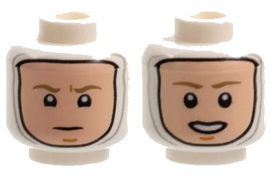 LEGO onderdeel Minifigure, Head Dual Sided Balaclava, Light Nougat Face, Dark Tan Eyebrows, Neutral / Open Mouth Pattern - Hollow Stud (3626pb2923)