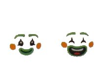 LEGO part Minifigure, Head Dual Sided Clown Bright Green Eyebrows and Lips, Orange Circles on Cheeks, Closed Mouth Smile and Open Eyes / Open Mouth Smile and Closed Eyes Pattern - Hollow Stud 3626pb2935