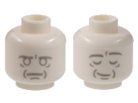 LEGO part Minifigure, Head Dual Sided Alien, Light Bluish Gray Face Outlines and Contours, Neutral / Asleep Pattern - Hollow Stud (Beethoven Bust) 3626pb3020