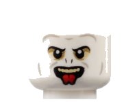 LEGO onderdeel Minifigure, Head Alien with Black Eyebrows and Nose Slits, Light Bluish Gray Contours, Tan Teeth, Red Tongue Pattern (HP Voldemort) - Hollow Stud 3626pb3107