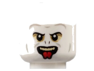 LEGO onderdeel Minifigure, Head Alien with Black Eyebrows and Nose Slits, Light Bluish Gray Contours, Tan Teeth, Red Tongue Pattern (HP Voldemort) - Hollow Stud (3626pb3107)