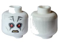 LEGO part Minifigure, Head Alien with SW Pau'an Red Eyes, Light Bluish Gray Lines and Dark Bluish Gray Markings Pattern (Grand Inquisitor) - Hollow Stud 3626pb3251