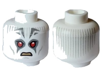 LEGO onderdeel Minifigure, Head Alien with SW Pau'an Red Eyes, Light Bluish Gray Lines and Dark Bluish Gray Markings Pattern (Grand Inquisitor) - Hollow Stud (3626pb3251)
