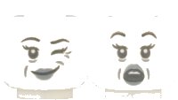 LEGO onderdeel Minifigure, Head Dual Sided Alien Ghost with Dark Bluish Gray Eyebrows, Light Bluish Gray Lips and Wrinkles, Lopsided Grin and Wink / Scared Open Mouth with Top Teeth Pattern (BAM) 3626pb3981