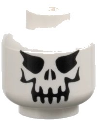 LEGO onderdeel Minifigure, Head Skull Evil with Eyebrows, Black Print Pattern 3626px115