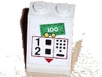 LEGO part Slope 65 2 x 2 x 2 without Bottom Tube with ATM Money Machine Pattern (Sticker) - Set 6562 3678apb02