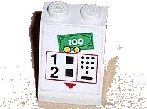 LEGO onderdeel Slope 65 2 x 2 x 2 without Bottom Tube with ATM Money Machine Pattern (Sticker) - Set 6562 (3678apb02)