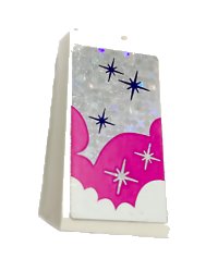 LEGO part Slope 75 2 x 2 x 3 - Solid Studs with White and Pink Clouds and Stars Pattern (Sticker) - Set 41128 3684cpb020