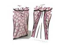 LEGO part Slope 75 2 x 2 x 3 - Solid Studs with Metallic Pink Dress and White Spots Pattern 3684cpb025