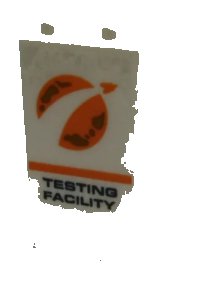 LEGO part Slope 75 2 x 2 x 3 - Solid Studs with Orange City Mars Exploration Logo and 'TESTING FACILITY' Pattern (Sticker) - Set 60228 3684cpb030