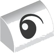 LEGO onderdeel Slope, Curved 1 x 2 with Black and White Eye Looking Left Pattern 37352pb034