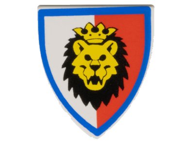 LEGO onderdeel Minifigure, Shield Triangular  with Lion Head, Red and White Background Pattern (3846p4d)