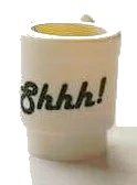 LEGO onderdeel Minifigure, Utensil Cup with Black 'Shhh!' Pattern 3899pb002