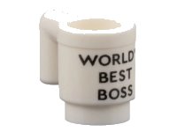 LEGO part Minifigure, Utensil Cup with Black 'WORLD'S BEST BOSS' Pattern 3899pb010