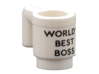 LEGO onderdeel Minifigure, Utensil Cup with Black 'WORLD'S BEST BOSS' Pattern (3899pb010)