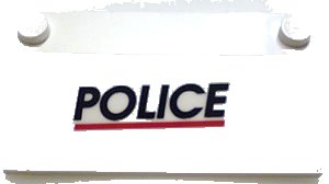 LEGO part Slope 33 3 x 6 with Inner Walls with Black 'POLICE' Red Line Pattern (Sticker) - Set 6344 (3939pb07)